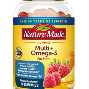 Nature Made Multivitamin for Him + Omega-3 Gummies, 80 Gummy Vitamins, 40 Day Supply